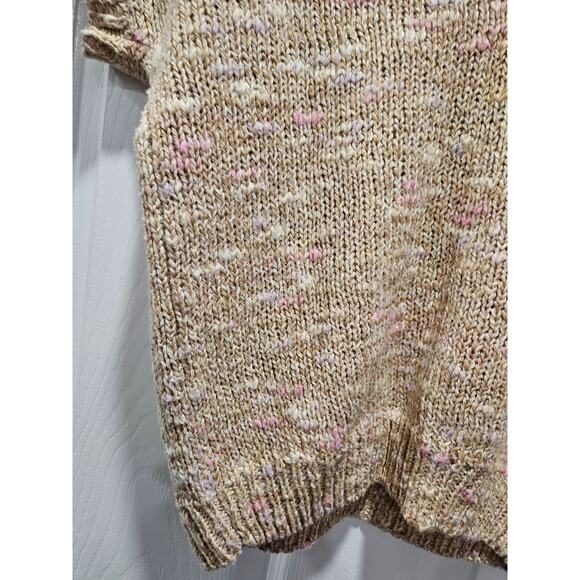 Vintage Jonathan Martin Glam Glittery Beige Cropped Sweater Size M Linen Blend - Picture 9 of 16